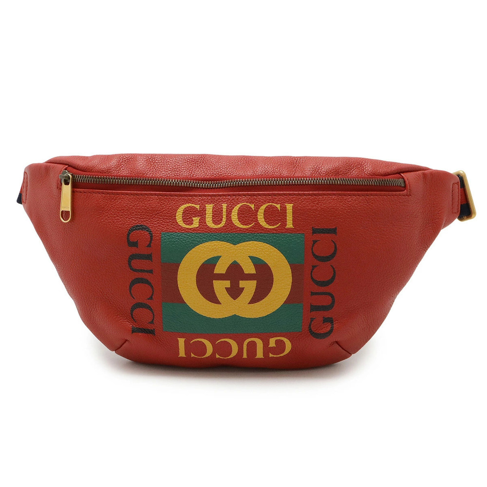 Gucci Belt Bag Body Waist Pouch Clutch Leather Red Yellow Green